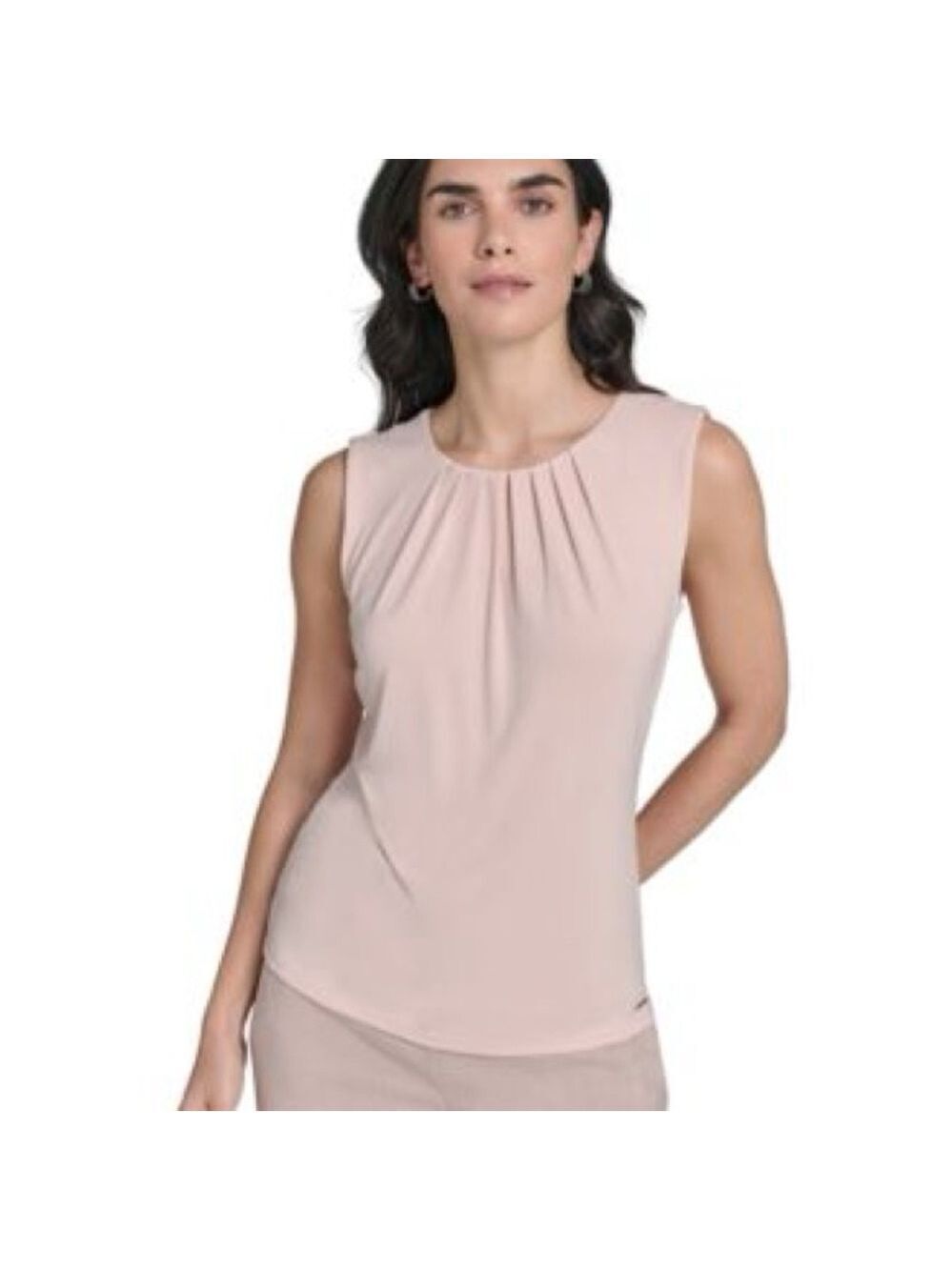 Liz Claiborne Sleeveless Pleat-Neck Career Tank - Blush size S